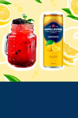 gingermore mocktail with sanpellegrino lemon drink can
