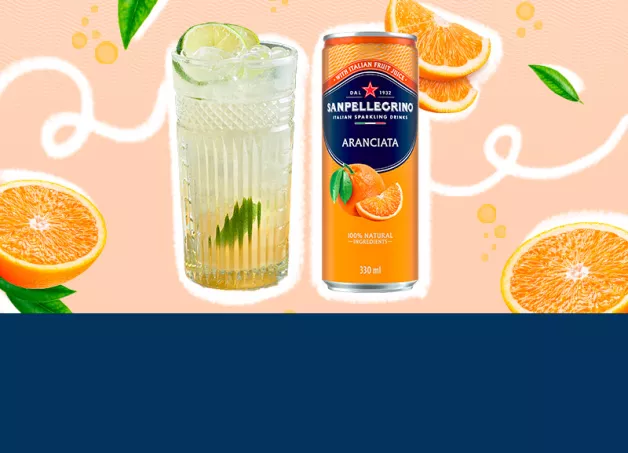 gingermore mocktail with sanpellegrino lemon drink can