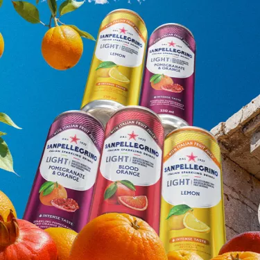 sanpellegrino zero sparkling beverages totem with fruits