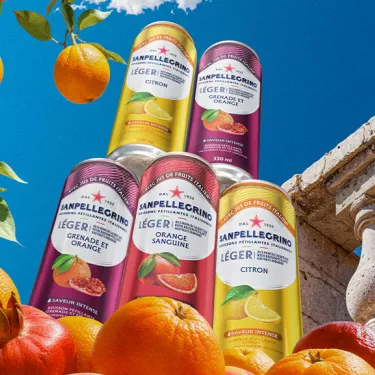 sanpellegrino zero sparkling beverages totem with fruits