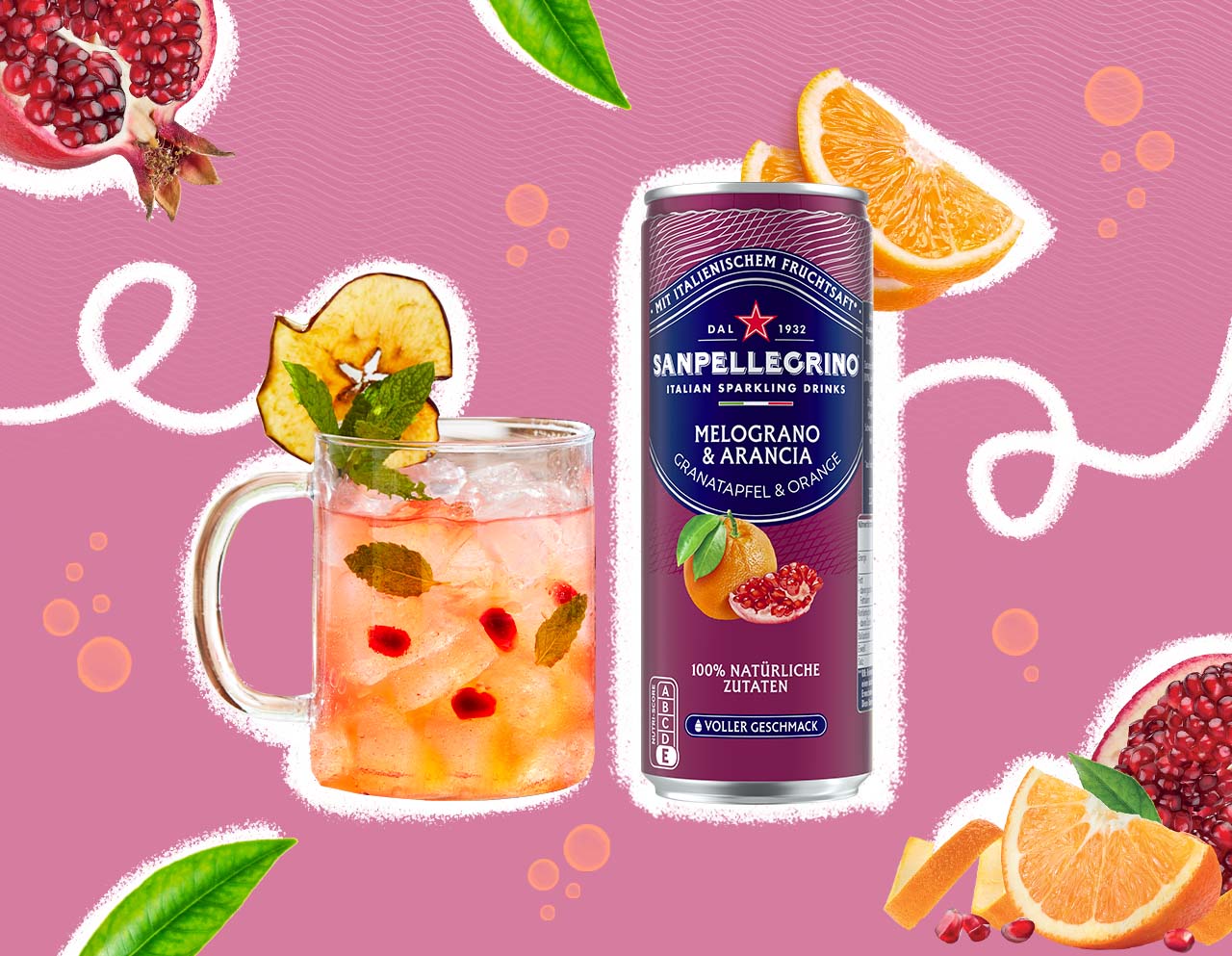 Cocktail with Melograno Arancia Sanpellegrino