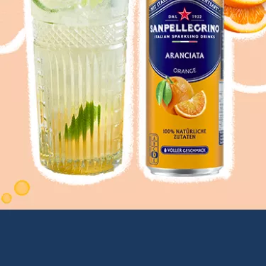 After Orange Cocktail mit einer Sanpellegrino Aranciata Dose