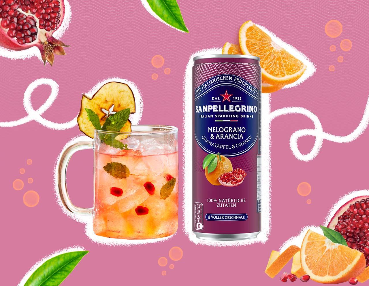 Cocktail with Melograno Arancia Sanpellegrino