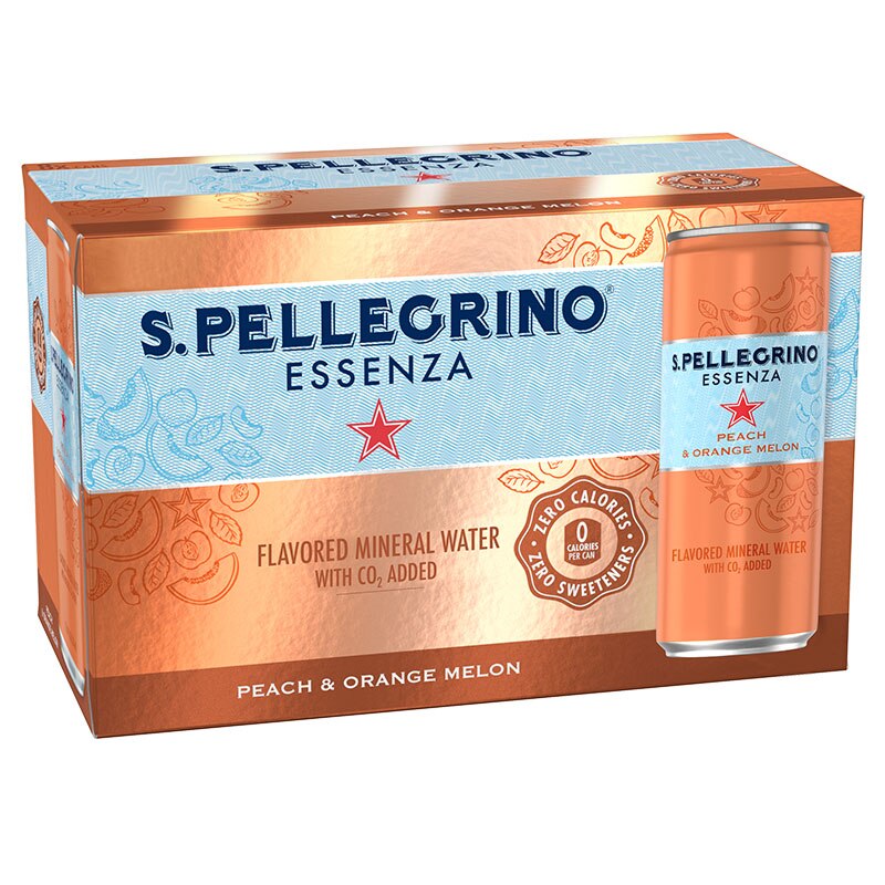 S.Pellegrino Essenza Fersken &amp; Melon dåser pakke med 6 stk