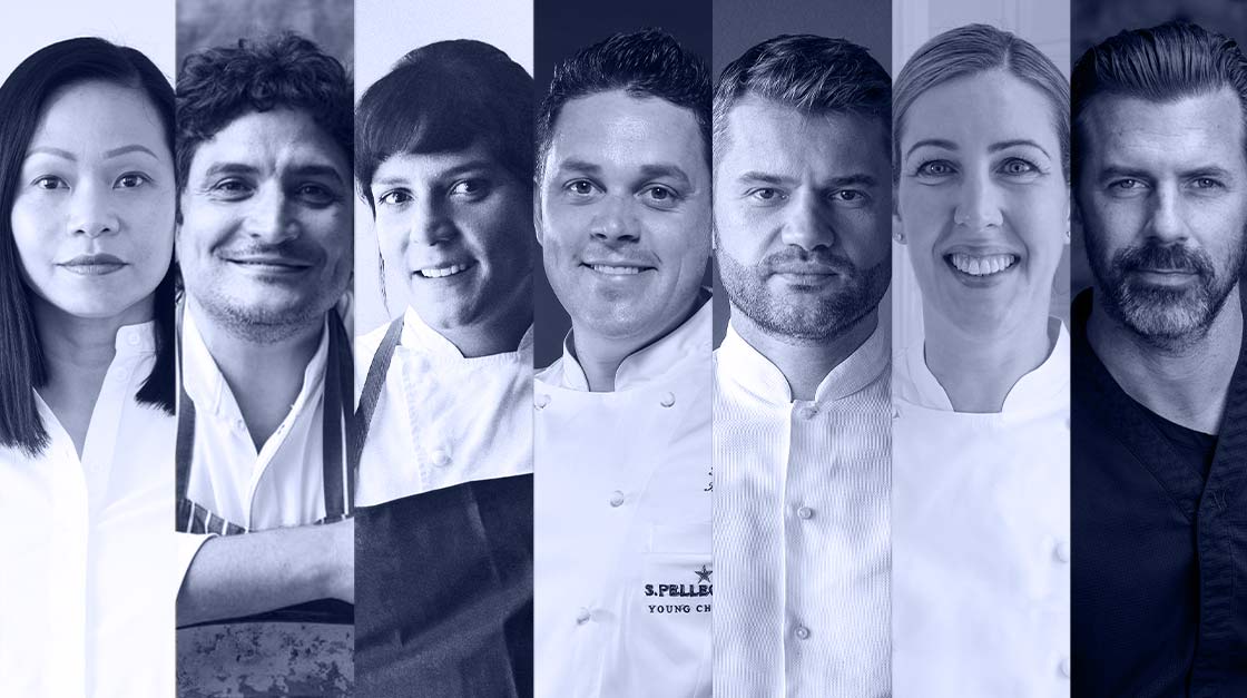 Mauro Colagreco, Andreas Caminada, Claire Smyth, Pim Techamuanvivit, Enrico Bartolini, Manu Buffara, Gavin Kaysen Top Jury SPYC 2020