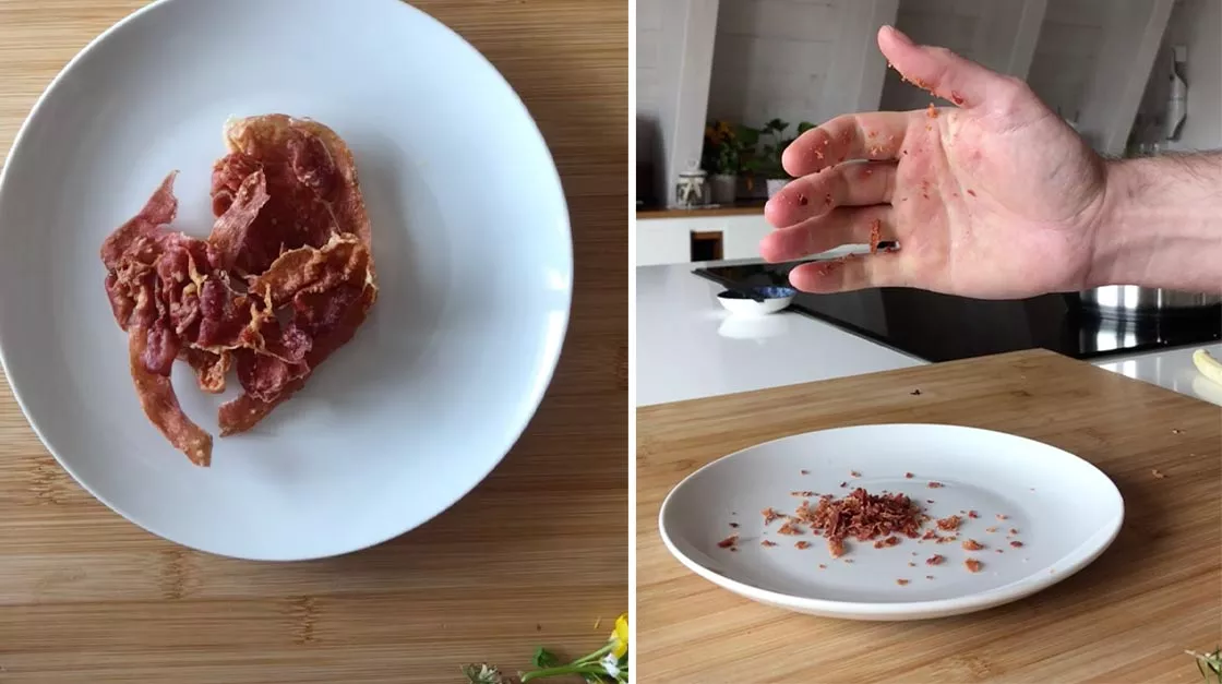 Asparagi bianchi, zabaione al passito e crumble di prosciutto crudo.