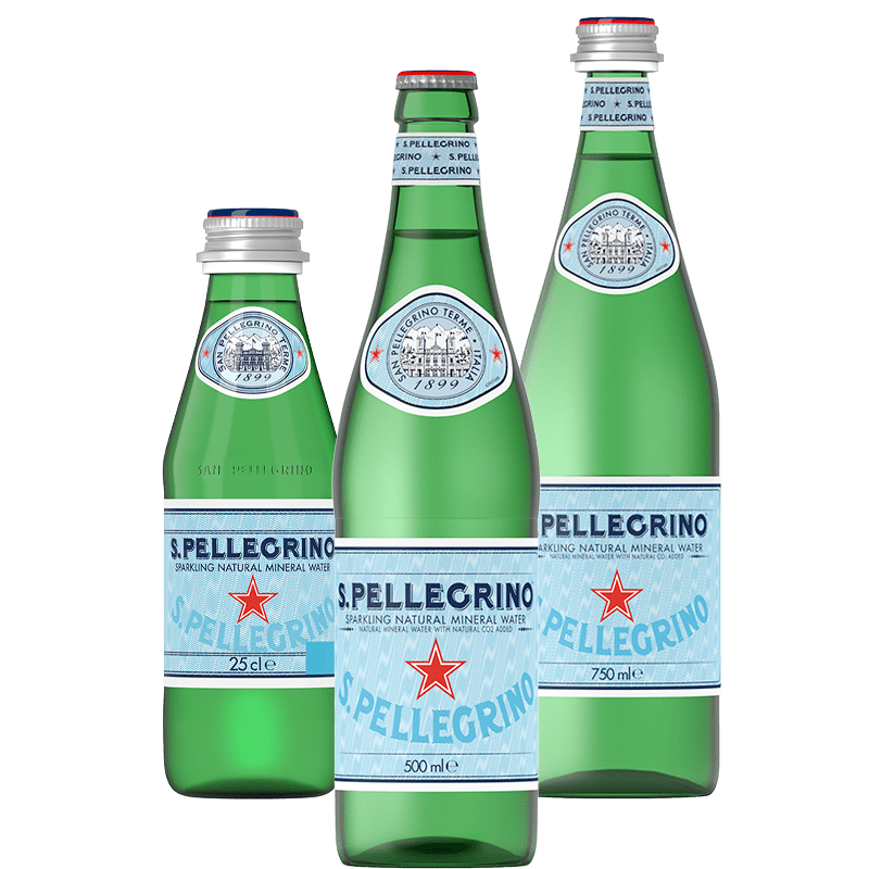 Assortiment Glazen Flessen S.Pellegrino |
