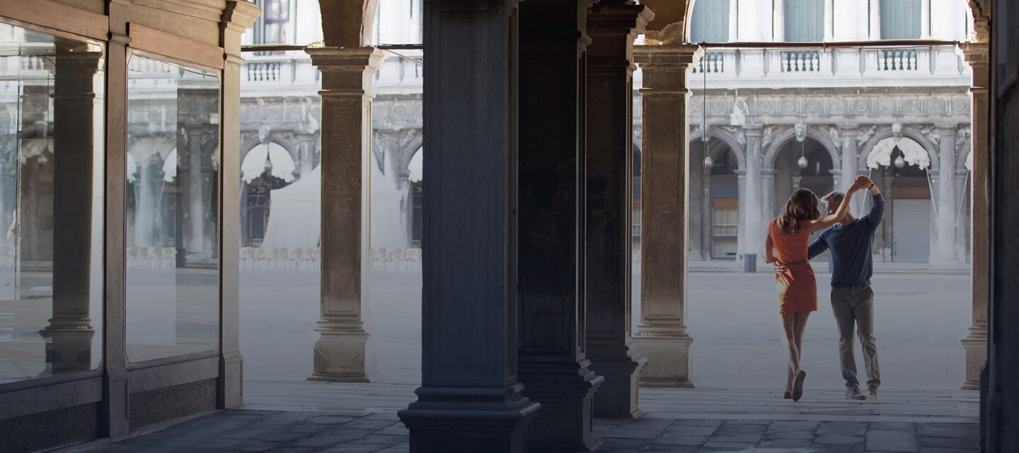 A group of grey marble columns