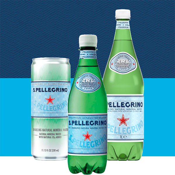 S.Pellegrino Sparkling Natural Mineral Water Three Pet Bottles and Can