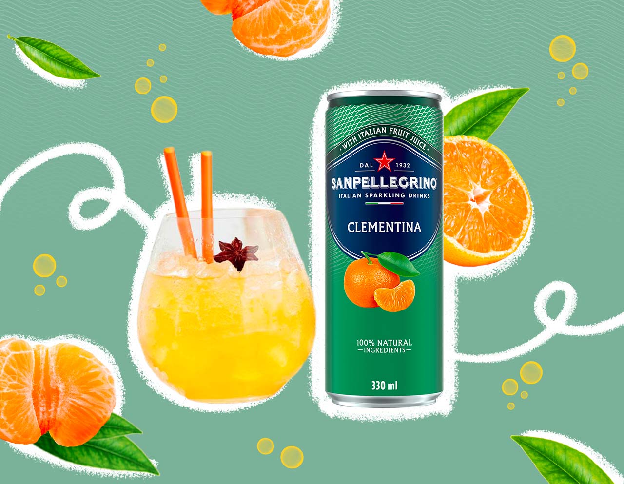 Cocktail with Sanpellegrino Clementina