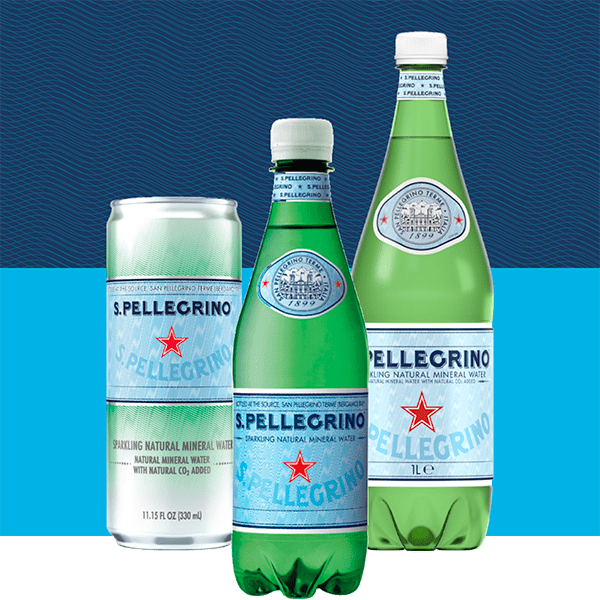 S.Pellegrino Sparkling Natural Mineral Water Three Pet Bottles and Can