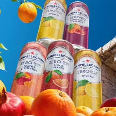 sanpellegrino zero sparkling beverages totem with fruits