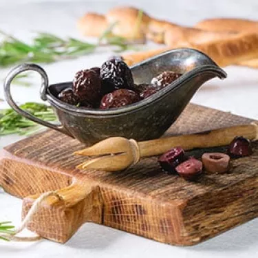 for this recipe use black olives, deseeded and finely chopped