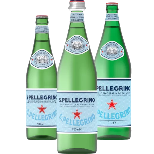 S.Pellegrino Sparkling Natural Mineral Water Glass Bottles