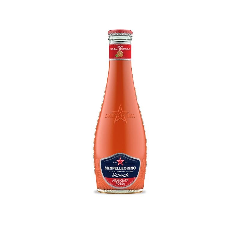 Glass bottle of Sanpellegrino Aranciata Rossa