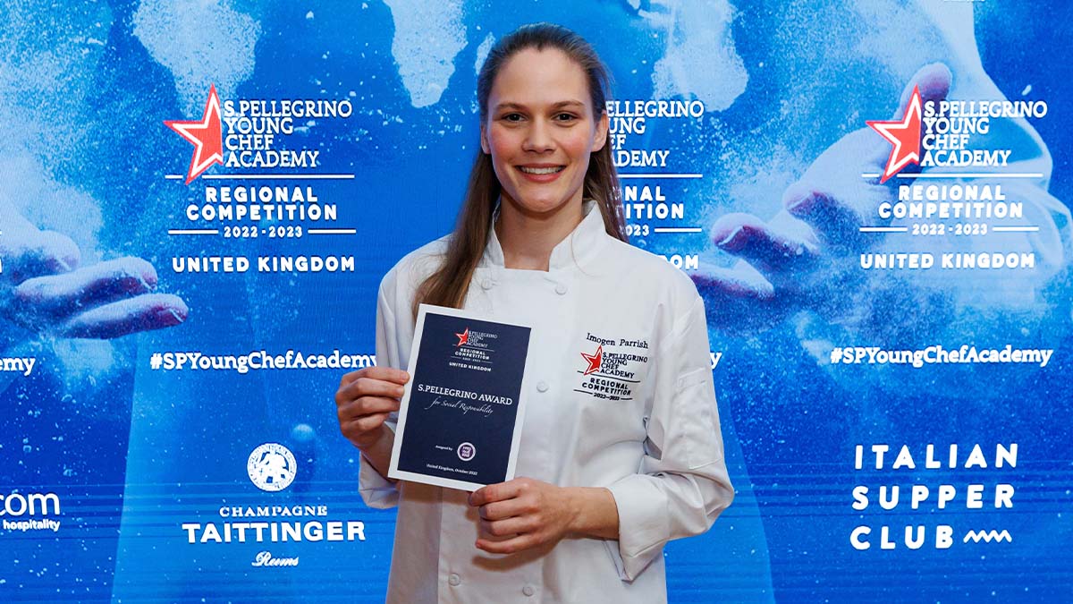 Imogen Parrish winner of S.Pellegrino Award for Social Responsibility Award in UK regional final 2022