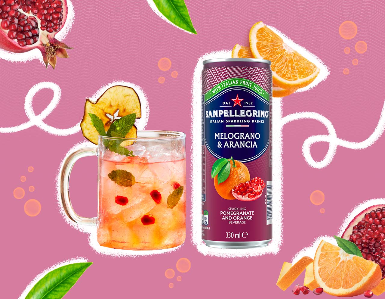 Cocktail with Melograno Arancia Sanpellegrino