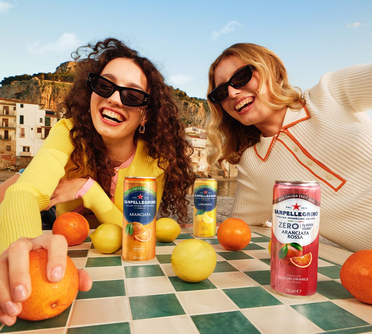 girls playing chess with sanpellegrino cans brand selector home MB