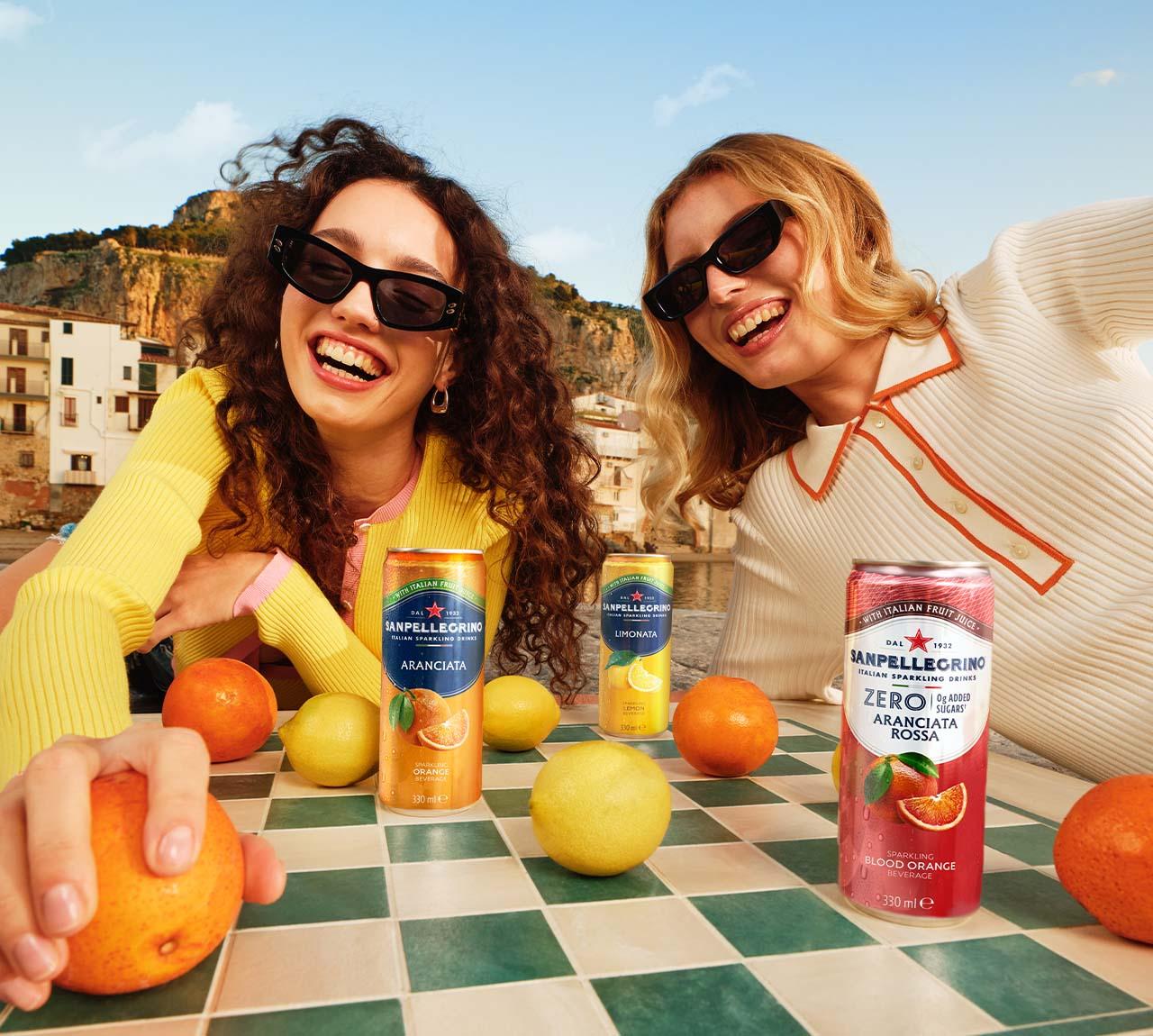 girls playing chess with sanpellegrino cans brand selector home MB