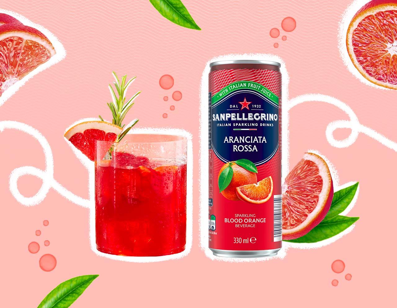 Rossa fizz cocktail with aranciata rossa