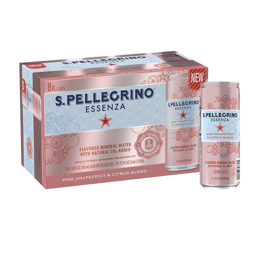 S. Pellegrino Essenza Pink Grapefruit &amp; Citrus Blend 8 Cans Fridgepack