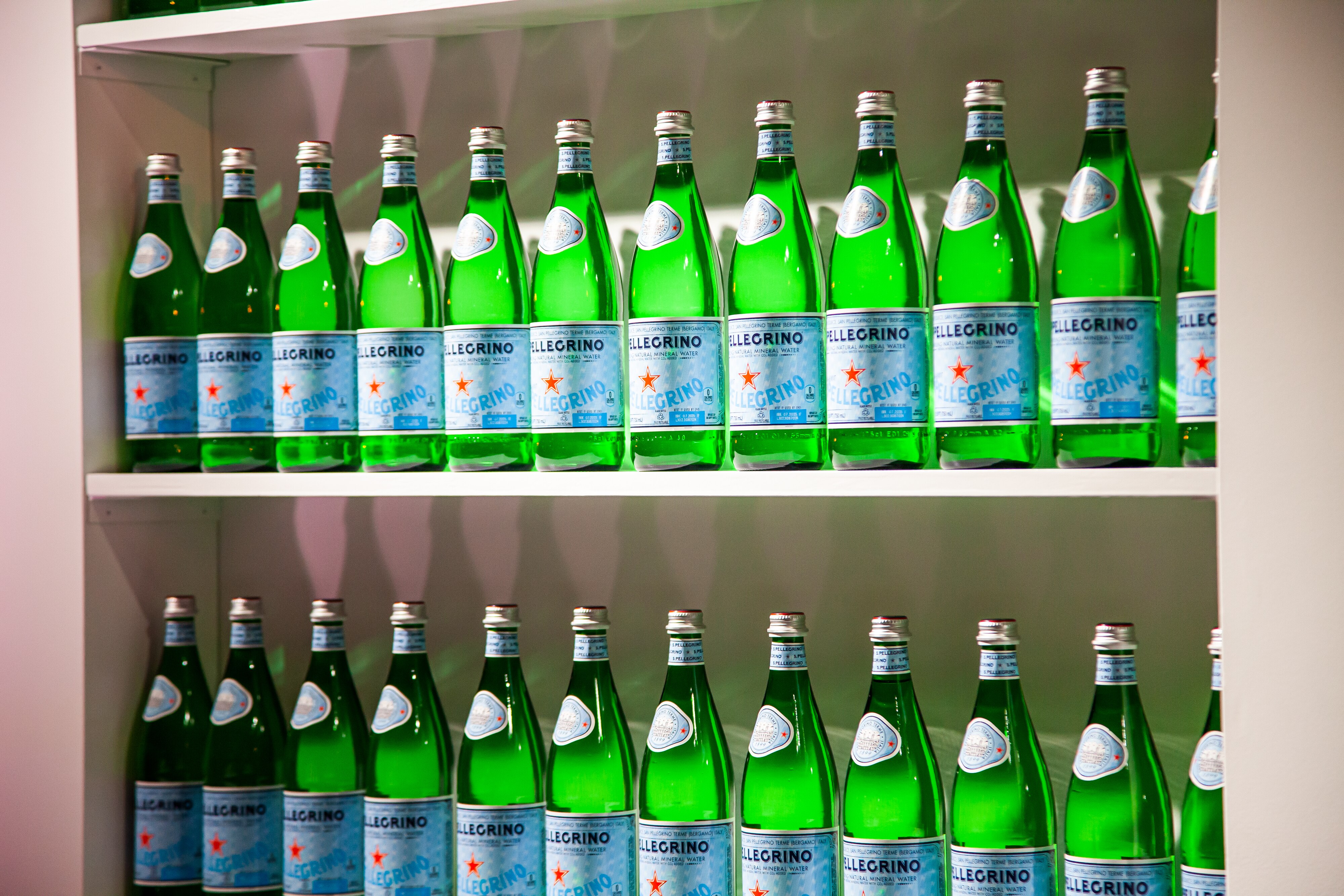 A display wall of S.Pellegrino sparkling water