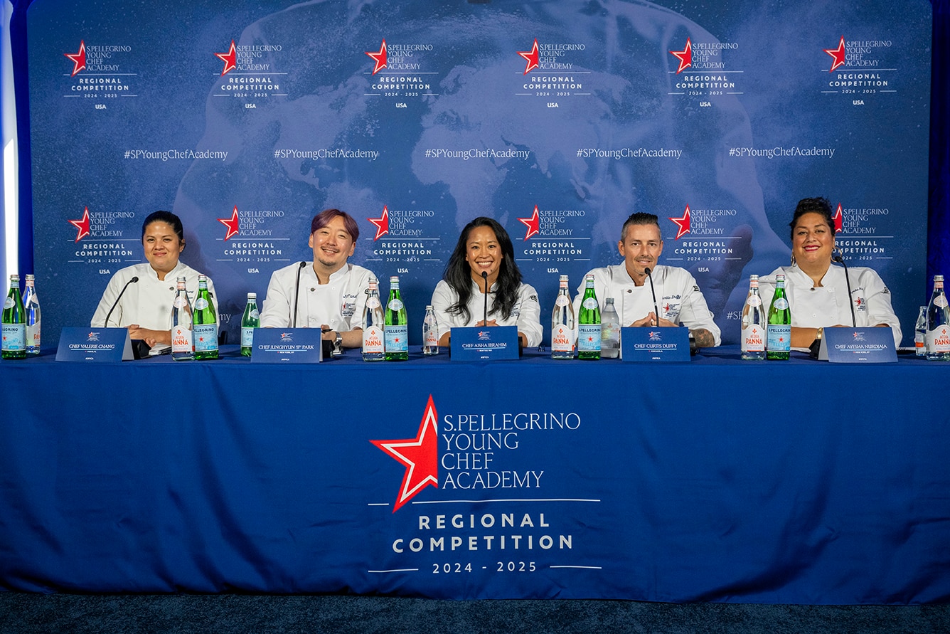 Chefs sit on a panel sponsored by S.Pelligrino