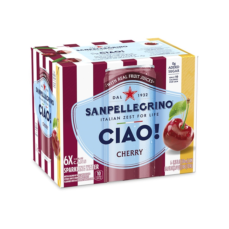 Sanpellegrino Ciao! Cherry Flavored Sparkling Water - 6 cans pack