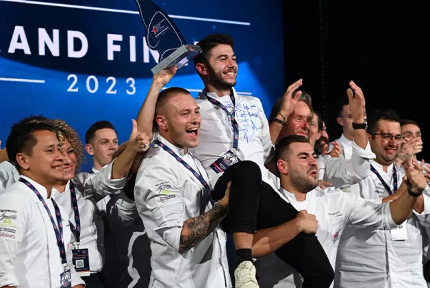 Nelson Freitas celebrating on the stage