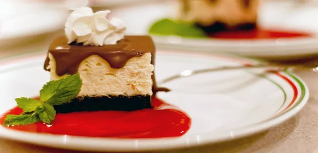 Cake with chocolate and red fruits